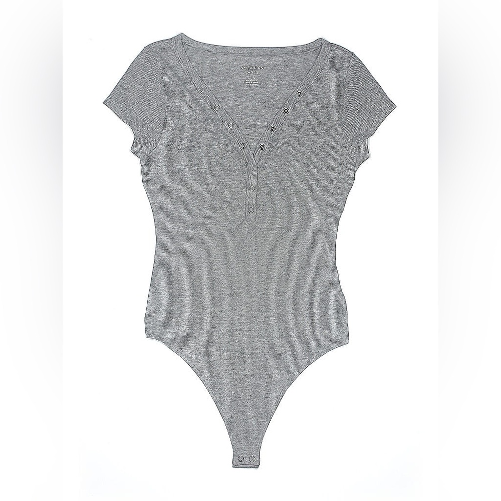 American Eagle Outfitters Gray V-Neck Bodysuit